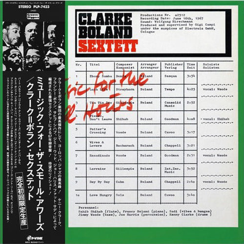 CLARKE-BOLAND SEXTETT / MUSIC FOR THE SMALL HOURS (帯付き) (LP)